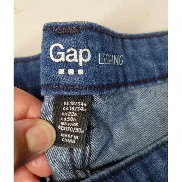 GAP BLUE DENIM DENIM LEGGINGS PLUS SIZE 18, INSEAM 30.5" - Picture 4 of 7